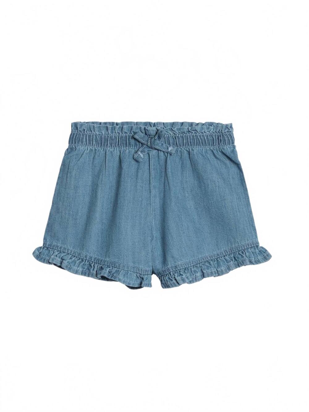 NEW COLORED ORGANICS kids' callie chambray ruffle waist short in blue